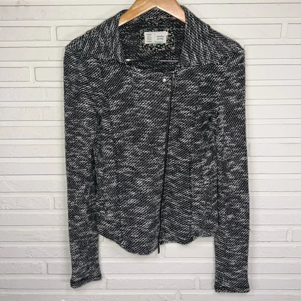 Saturday Sunday Anthropologie Black Moto Style Sweater, Women’s Size Medium